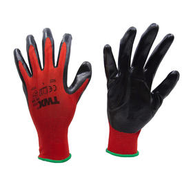 Knitted Red Polyester Gloves With Nitrile PU Palm