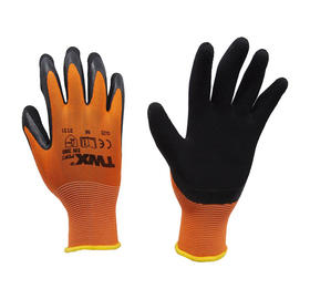 Knitted Polyester Gloves Orange With Latex Foam Palm